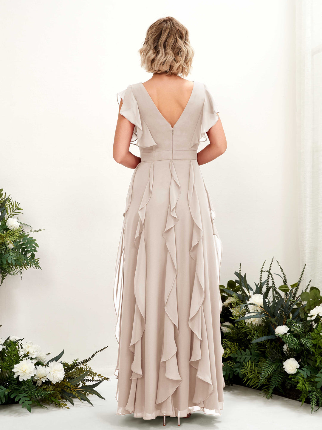 sachin and babi light blue dress Champagne Oasis Petite Satin Twist Angel Sleeve Midi Bridesmaid Dress main image 1