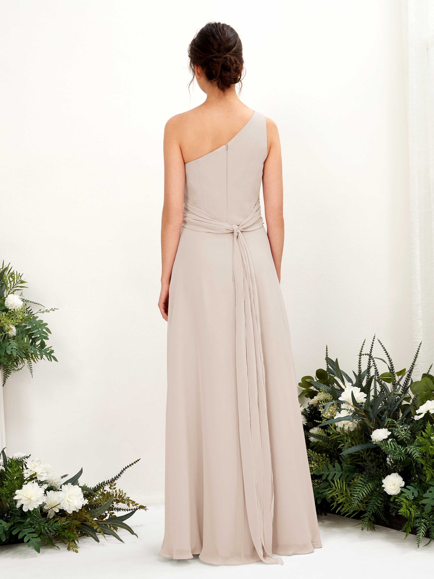 A-line One Shoulder Sleeveless Bridesmaid Dress - Champagne (81224716)#color_champagne