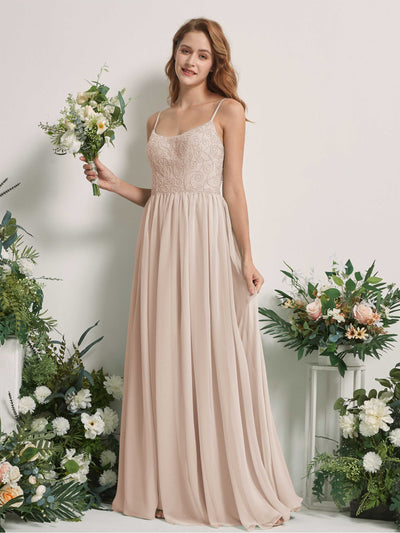 Carlyna Verna A-Line Champagne Beaded Bridesmaid Dress Maxi Sleeveless Sweetheart Dress #color_champagne