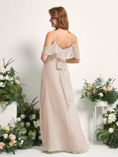 Carlyna Yvette A-Line Champagne Bridesmaid Dress Maxi Sleeveless V-Neck Dress #color_champagne