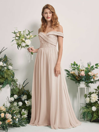 Carlyna Leona A-Line Champagne Embroidered Bridesmaid Dress Maxi Sleeveless Sweetheart Dress #color_champagne