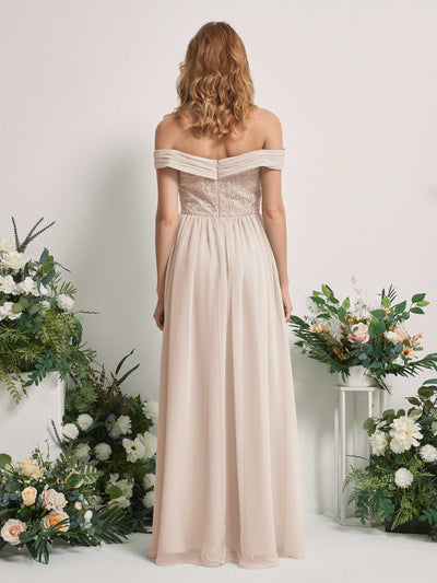 Carlyna Leona A-Line Champagne Embroidered Bridesmaid Dress Maxi Sleeveless Sweetheart Dress #color_champagne