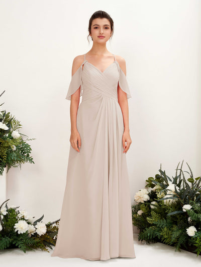 Carlyna Orlane A-Line Champagne Bridesmaid Dress Maxi Sleeveless V-Neck Dress #color_champagne