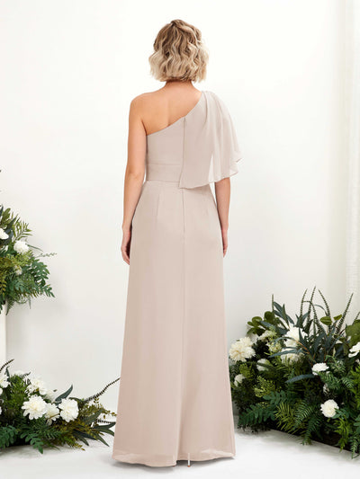 Carlyna Brook A-Line Champagne Bridesmaid Dress Maxi Sleeveless One Shoulder Dress Back View #color_champagne