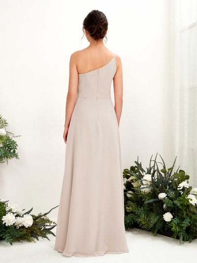 Carlyna Crystal A-Line Champagne Bridesmaid Dress Maxi Sleeveless One Shoulder Dress Back View #color_champagne