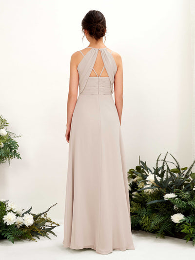 Carlyna Joa A-Line Champagne Bridesmaid Dress Maxi Sleeveless V-Neck Dress #color_champagne