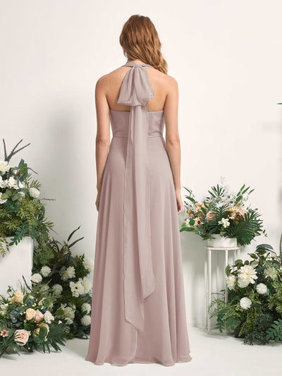Carlyna Carolyn Convertible Taupe Bridesmaid Dress Maxi Sleeveless Sweetheart Dress Side View 2 #color_taupe