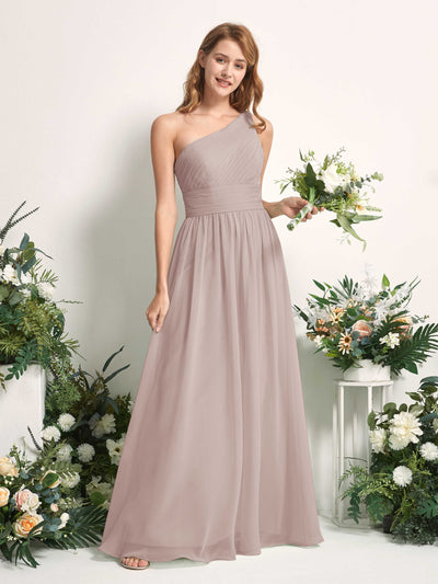 Carlyna Pandora A-Line Taupe Bridesmaid Dress Maxi Sleeveless One Shoulder Dress #color_taupe