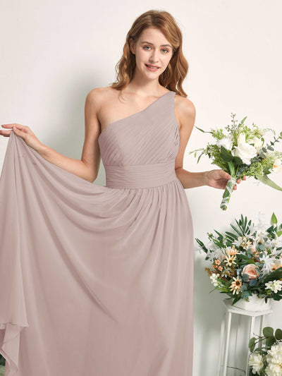 Carlyna Pandora A-Line Taupe Bridesmaid Dress Maxi Sleeveless One Shoulder Dress #color_taupe