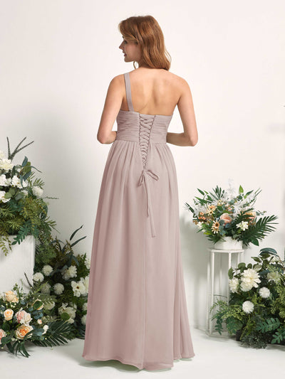 Carlyna Pandora A-Line Taupe Bridesmaid Dress Maxi Sleeveless One Shoulder Dress #color_taupe