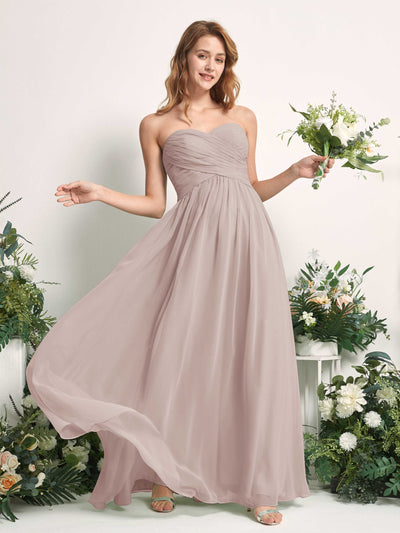 Carlyna Elma A-Line Taupe Bridesmaid Dress Maxi Sleeveless Sweetheart Dress Side View 2 #color_taupe
