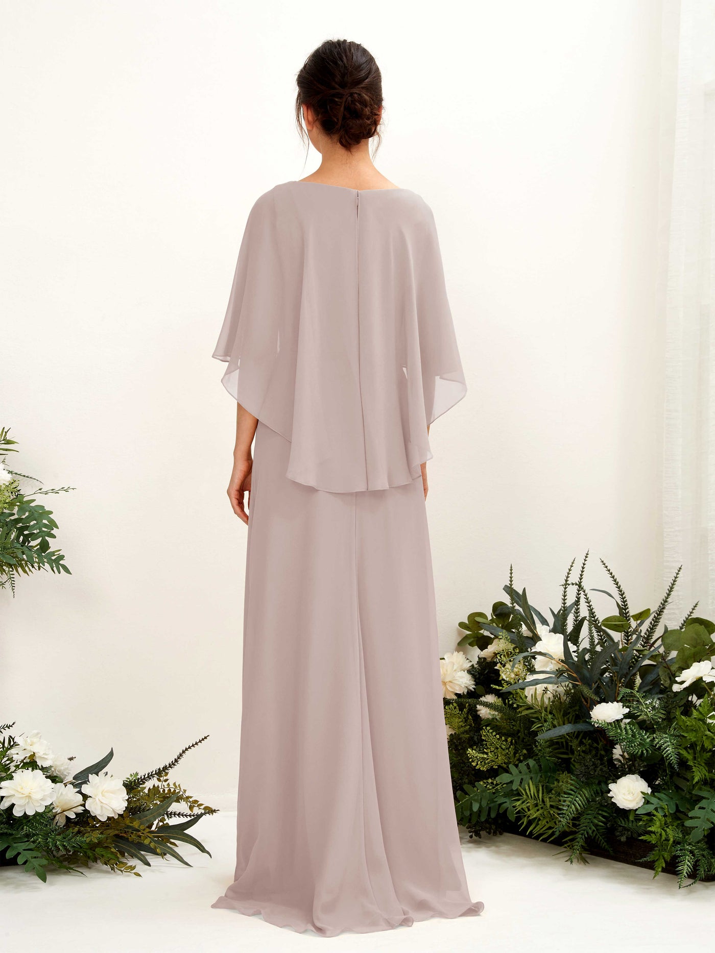 A-line Bateau Sleeveless Chiffon Bridesmaid Dress - Taupe (81222024)#color_taupe