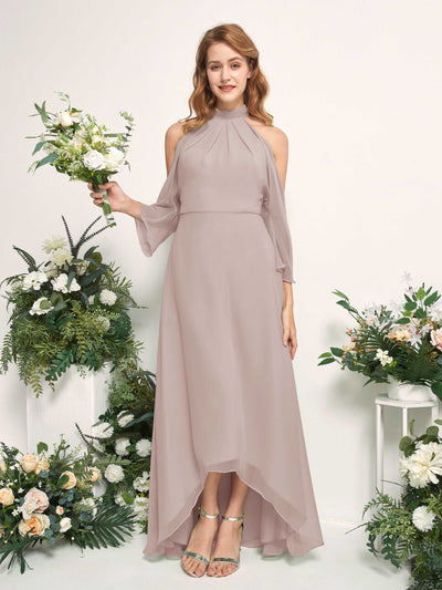 Carlyna Maxine A-Line Taupe Bridesmaid Dress Maxi Sleeveless Round Neck Dress #color_taupe