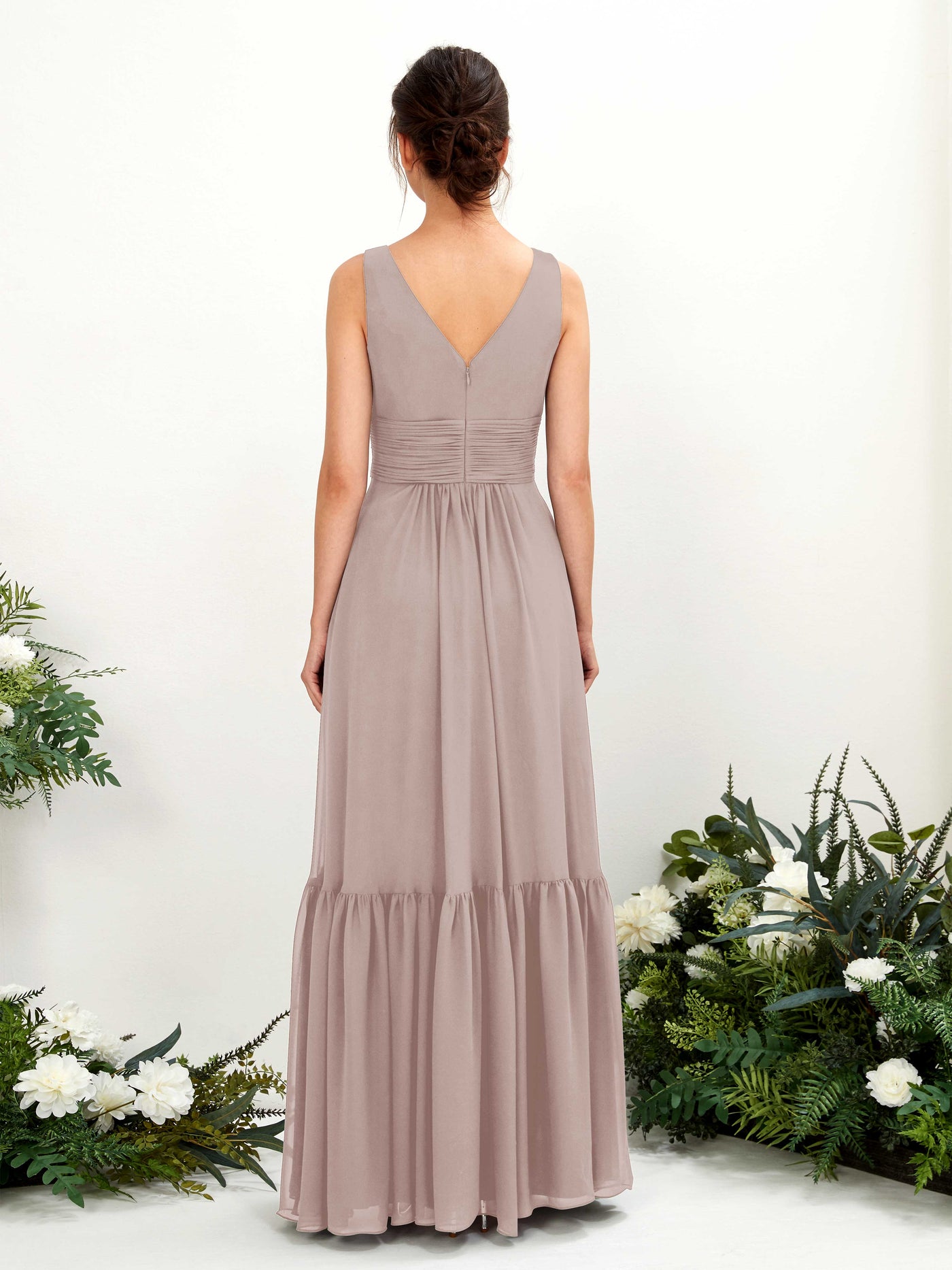 A-line Maternity Straps Sleeveless Chiffon Bridesmaid Dress - Taupe (80223724)#color_taupe