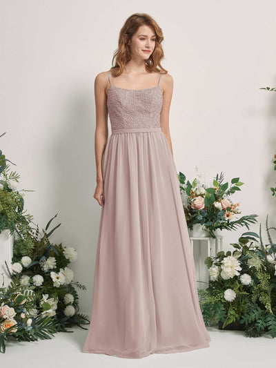 Carlyna Ursula A-Line Taupe Beaded Bridesmaid Dress Maxi Sleeveless Sweetheart Dress #color_taupe