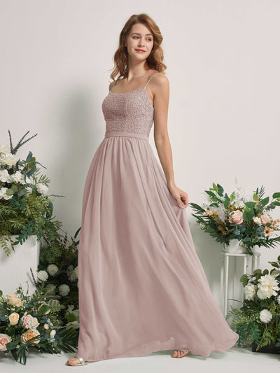 Carlyna Ursula A-Line Taupe Beaded Bridesmaid Dress Maxi Sleeveless Sweetheart Dress #color_taupe
