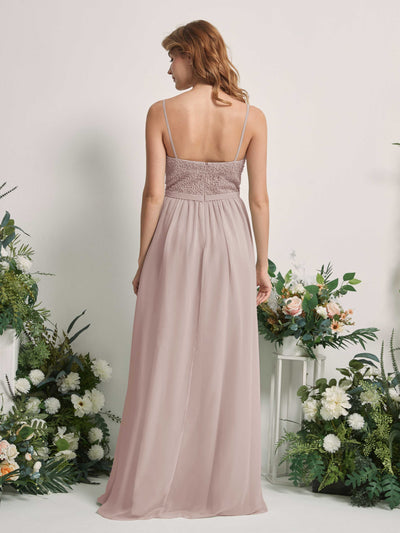 Carlyna Ursula A-Line Taupe Beaded Bridesmaid Dress Maxi Sleeveless Sweetheart Dress #color_taupe