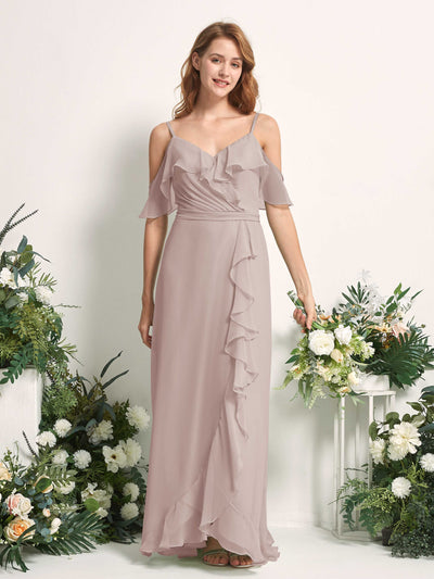 Carlyna Yvette A-Line Taupe Bridesmaid Dress Maxi Sleeveless V-Neck Dress #color_taupe