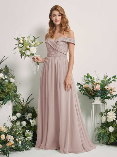 Carlyna Leona A-Line Taupe Embroidered Bridesmaid Dress Maxi Sleeveless Sweetheart Dress #color_taupe