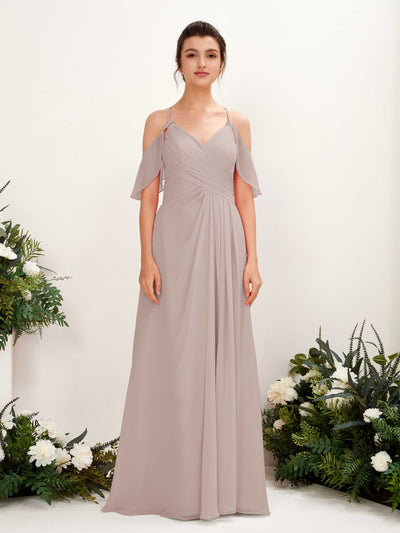 Carlyna Orlane A-Line Taupe Bridesmaid Dress Maxi Sleeveless V-Neck Dress #color_taupe