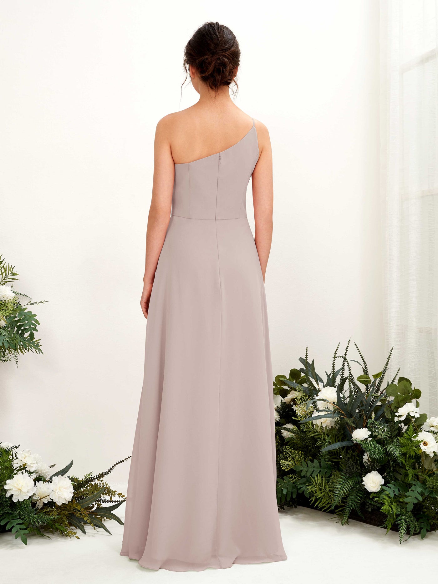 One Shoulder Sleeveless Chiffon Bridesmaid Dress - Taupe (81225724)#color_taupe
