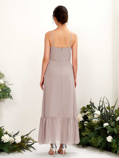 Carlyna Delia Sheath Taupe Bridesmaid Dress Maxi Sleeveless Spaghetti Strap Dress Back View #color_taupe