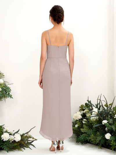 Carlyna Liliane Sheath Taupe Bridesmaid Dress Midi Sleeveless V-Neck Dress #color_taupe