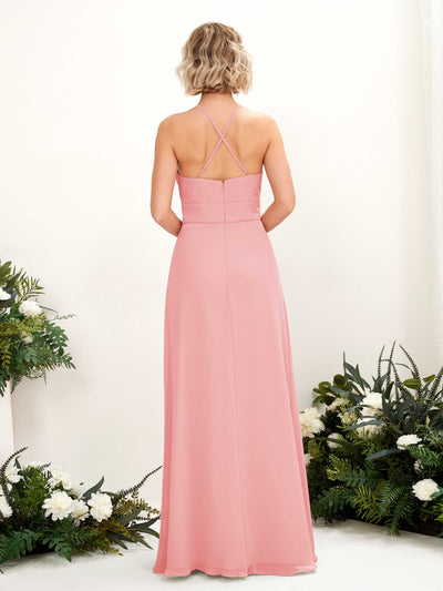 Carlyna Frances A-Line Ballet Pink Bridesmaid Dress Maxi Sleeveless Round Neck Dress Back View #color_ballet-pink