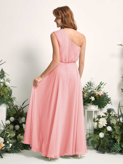 Carlyna Cecily A-Line Ballet Pink Bridesmaid Dress Maxi Sleeveless One Shoulder Dress Back View #color_ballet-pink