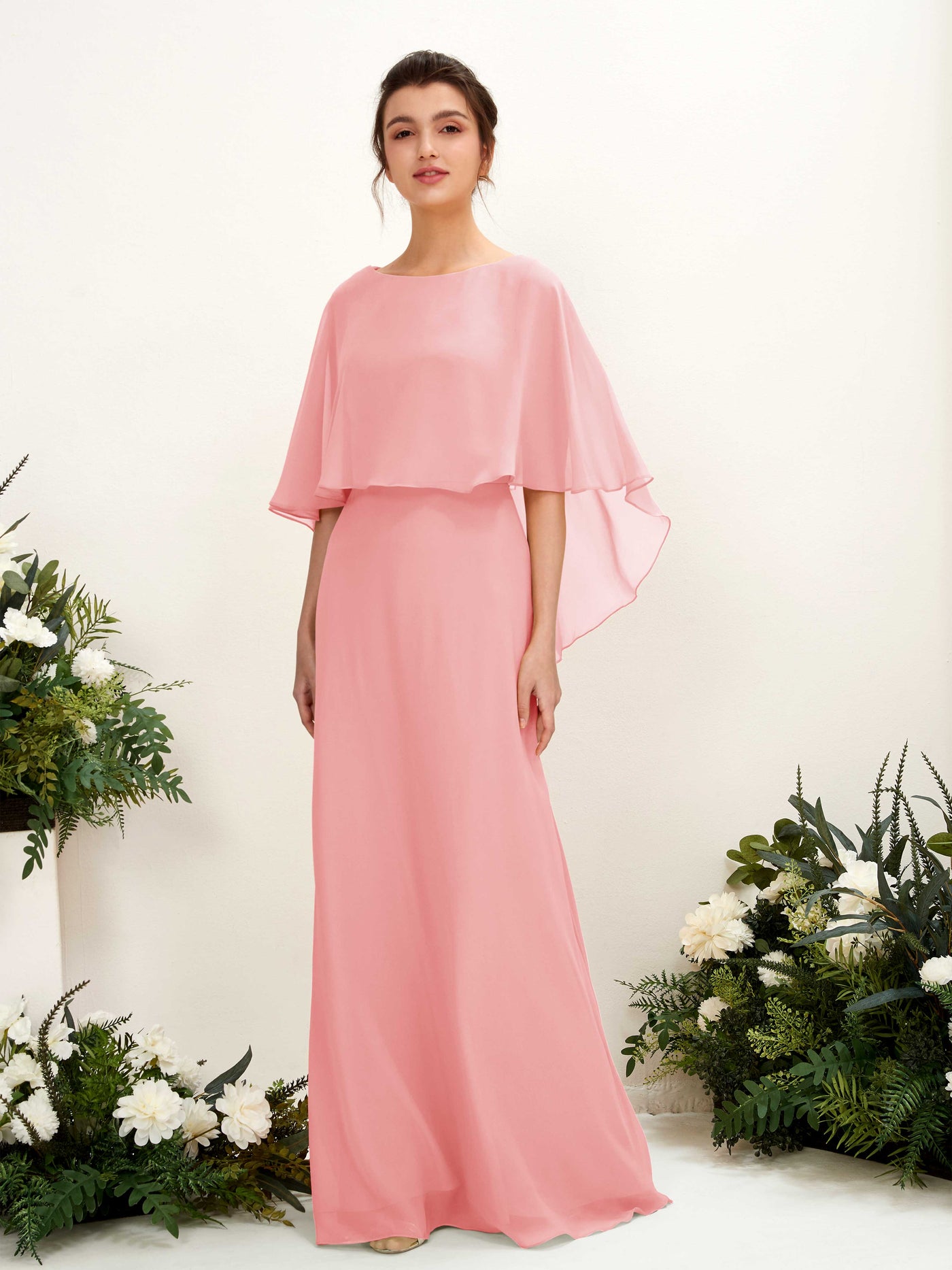 A-line Bateau Sleeveless Chiffon Bridesmaid Dress - Ballet Pink (81222040)#color_ballet-pink