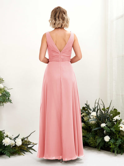 Carlyna Brianna A-Line Ballet Pink Bridesmaid Dress Maxi Sleeveless Boat Neck Dress Back View #color_ballet-pink