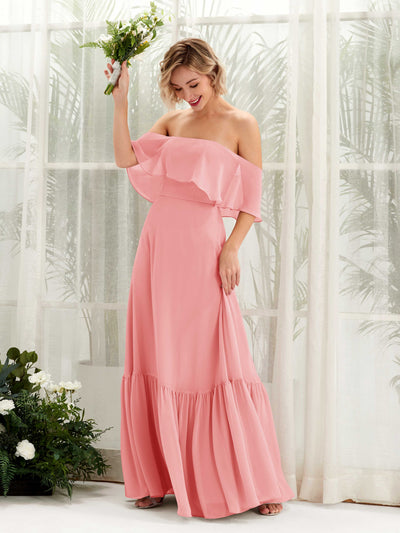 Carlyna Joie A-Line Ballet Pink Bridesmaid Dress Maxi Sleeveless Off the Shoulder Dress #color_ballet-pink