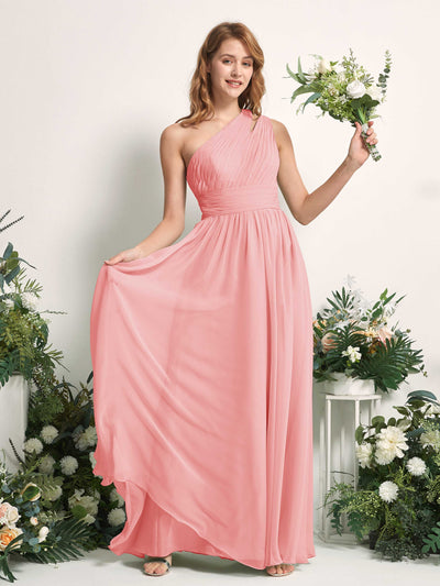 Carlyna Evelyn A-Line Ballet Pink Bridesmaid Dress Maxi Sleeveless One Shoulder Dress Front View #color_ballet-pink