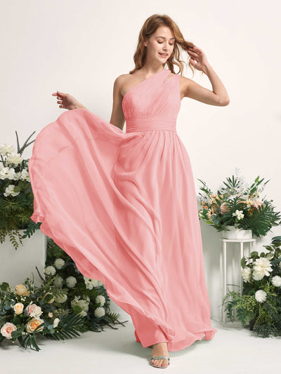 Carlyna Evelyn A-Line Ballet Pink Bridesmaid Dress Maxi Sleeveless One Shoulder Dress Side View 2 #color_ballet-pink