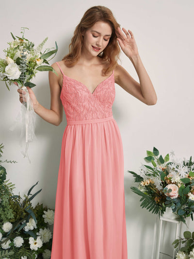 Carlyna Alexandra A-Line Ballet Pink Beaded Bridesmaid Dress Maxi Sleeveless V-Neck Dress Side View 2 #color_ballet-pink