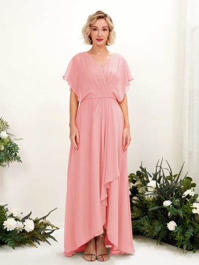 Carlyna Soleil A-Line Ballet Pink Bridesmaid Dress Maxi Short Sleeve V-Neck Dress #color_ballet-pink