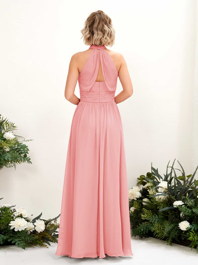 Carlyna Hilda A-Line Ballet Pink Bridesmaid Dress Maxi Sleeveless Round Neck Dress Back View #color_ballet-pink