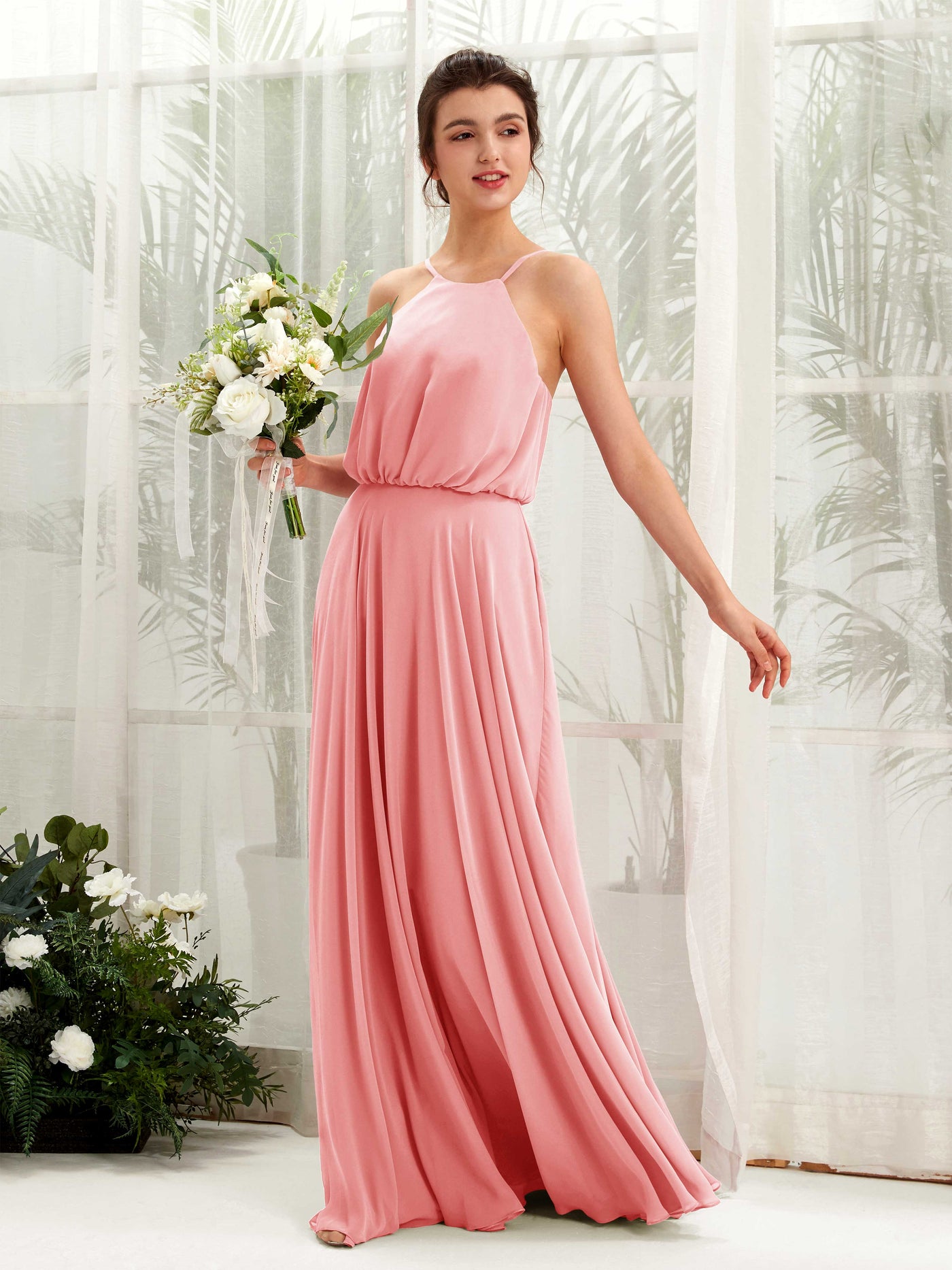 Bohemian Halter Spaghetti-straps Bridesmaid Dress - Ballet Pink (81223440)#color_ballet-pink