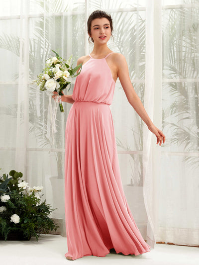 Carlyna Alva A-Line Ballet Pink Bridesmaid Dress Maxi Sleeveless Halter Dress Front View #color_ballet-pink