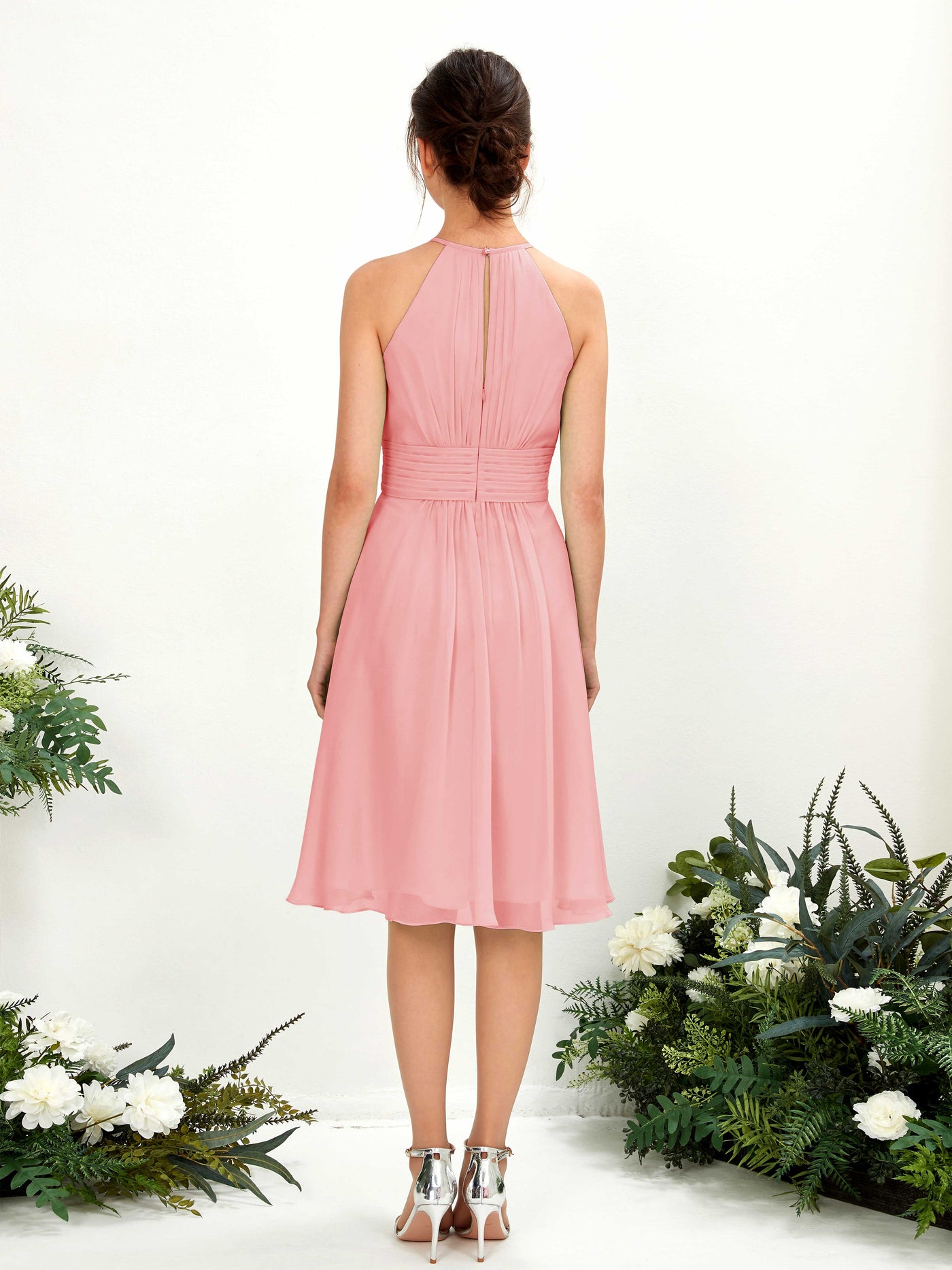 Halter Sleeveless Chiffon Bridesmaid Dress - Ballet Pink (81220140)#color_ballet-pink