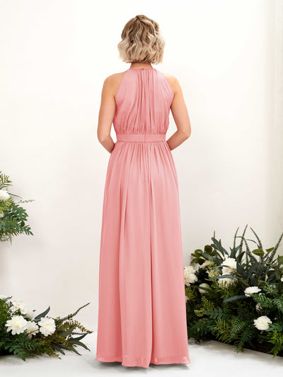 Carlyna Eden A-Line Ballet Pink Bridesmaid Dress Maxi Sleeveless Round Neck Dress Back View #color_ballet-pink