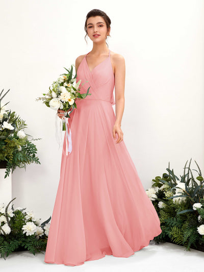 Carlyna Launo A-Line Ballet Pink Bridesmaid Dress Maxi Sleeveless V-Neck Dress #color_ballet-pink