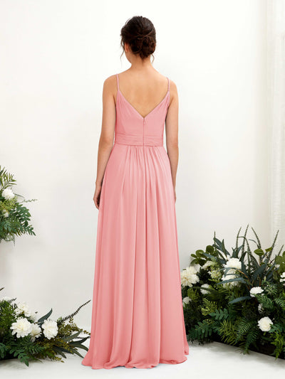 Carlyna Dira A-Line Ballet Pink Bridesmaid Dress Maxi Sleeveless V-Neck Dress Back View #color_ballet-pink