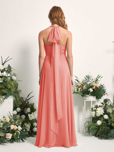 Carlyna Carolyn Convertible Peach Pink Bridesmaid Dress Maxi Sleeveless Sweetheart Dress Side View 2 #color_peach-pink
