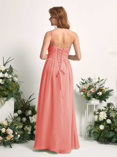 Carlyna Pandora A-Line Peach Pink Bridesmaid Dress Maxi Sleeveless One Shoulder Dress #color_peach-pink