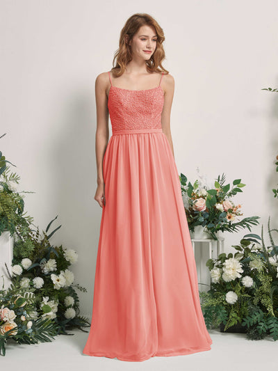 Carlyna Ursula A-Line Peach Pink Beaded Bridesmaid Dress Maxi Sleeveless Sweetheart Dress #color_peach-pink