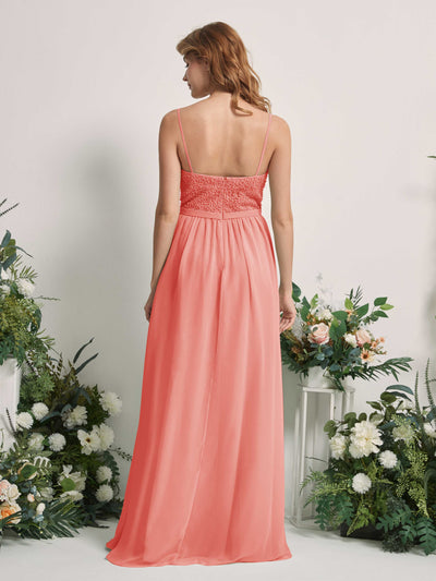 Carlyna Ursula A-Line Peach Pink Beaded Bridesmaid Dress Maxi Sleeveless Sweetheart Dress #color_peach-pink