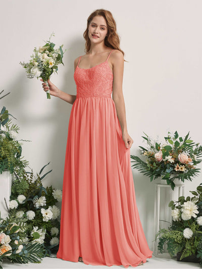 Carlyna Verna A-Line Peach Pink Beaded Bridesmaid Dress Maxi Sleeveless Sweetheart Dress #color_peach-pink