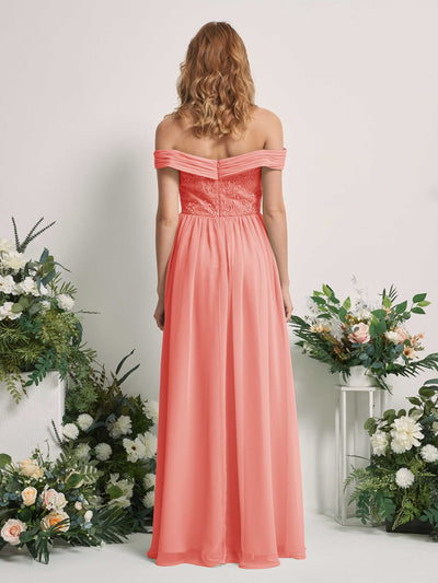 Carlyna Leona A-Line Peach Pink Embroidered Bridesmaid Dress Maxi Sleeveless Sweetheart Dress #color_peach-pink