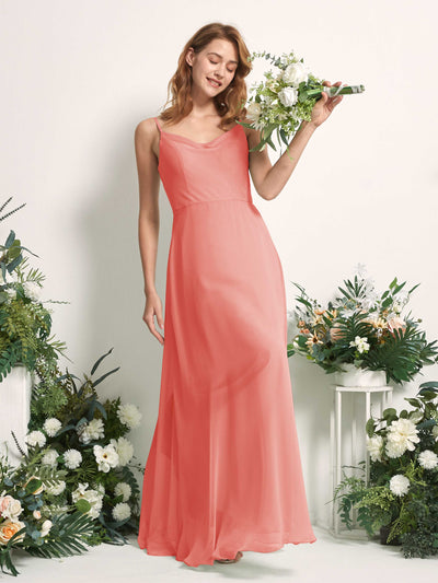 Carlyna Hannah A-Line Peach Pink Bridesmaid Dress Maxi Sleeveless Sweetheart Dress Side View 2 #color_peach-pink